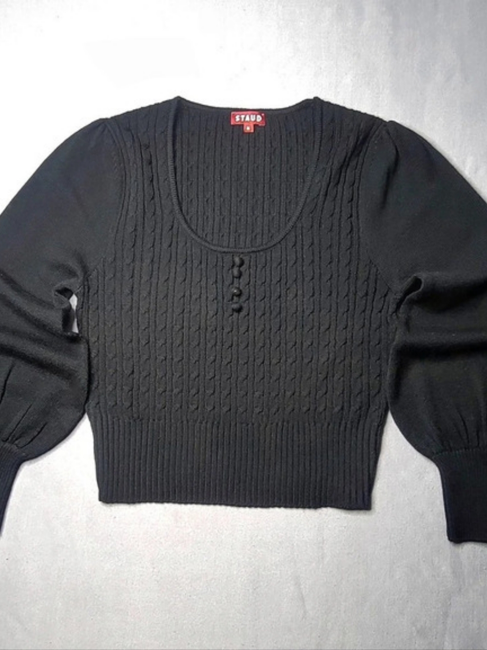 STAUD women's Natasha Sweater Color Black Size Medium. 50% Wool 50% Acrylic